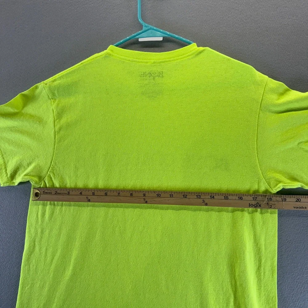 Bone Collector Fishing Shirt Mens Medium Neon Yellow Green Skeleton Fish Graphic